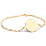 Bracelet cha�ne m�daille b�lier personnalisable (plaqu� or)