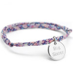 Bracelet cordon liberty kids m�daille ronde personnalisable (argent 925�)