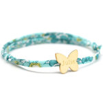 Bracelet cordon liberty papillon personnalisable (plaqu� or)