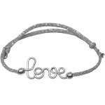 Bracelet cordon paillette love argent (personnalisable)