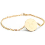 Bracelet cha�ne m�daille taureau personnalisable (plaqu� or)