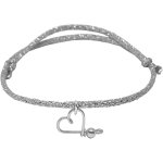 Bracelet cordon paillette mon petit c?ur argent (personnalisable)