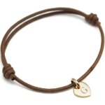Bracelet cordon 1 charm coeur personnalisable (plaqu or)