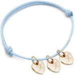 Bracelet cordon 3 charms coeur personnalisable (plaqu or)