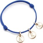 Bracelet cordon 3 charms rond personnalisable (plaqu or)