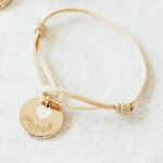 Bracelet cordon coeur ivoire plaqu� or (personnalisable)