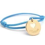 Bracelet cordon coeur ivoire plaqu� or (personnalisable)