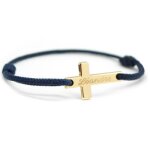 Bracelet cordon croix personnalisable (plaqu or 18 carats)