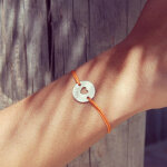 Bracelet cordon enfant mini jeton coeur (argent 925�)