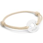 Bracelet cordon enfant mini jeton colombe (argent 925)