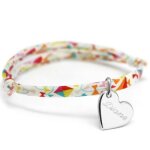 Bracelet cordon liberty kids coeur personnalisable (argent 925)