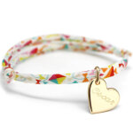 Bracelet cordon liberty kids coeur personnalisable (plaqu� or)