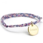 Bracelet cordon liberty kids mdaille ronde personnalisable (plaqu or)