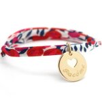 Bracelet cordon liberty mdaille coeur ivoire plaqu or (personnalisable)