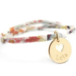Bracelet cordon liberty m�daille coeur ivoire plaqu� or (personnalisable)