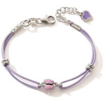 Bracelet cordon mauve papillon (argent 925)