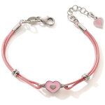Bracelet cordon rose c?ur (argent 925)