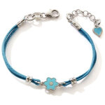 Bracelet cordon turquoise fleur (argent 925)