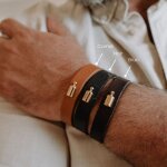 Bracelet en cuir mon petit poids noir (plaqu� or jaune)