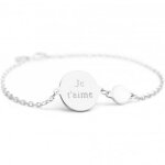 Bracelet femme mdaille nacre argent (personnalisable)