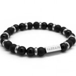 Bracelet homme en perles agate noire (personnalisable)