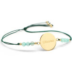 Bracelet cordon rainbow m�daille vert for�t personnalisable (plaqu� or)