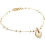 Bracelet mdaille coeur chane perle personnalisable (plaqu or)