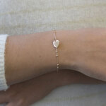 Bracelet m�daille coeur cha�ne perl�e personnalisable (plaqu� or)