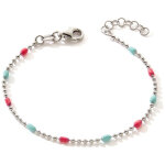 Bracelet ovale laqu� turquoise - fushia (argent 925)
