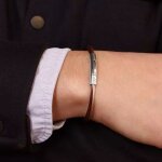 Bracelet papa cuir et c�ble marron (personnalisable)