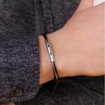 Bracelet papa cuir et c�ble noir (personnalisable)