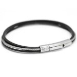 Bracelet papa cuir et c�ble noir (personnalisable)