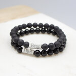Bracelet papa perles mates personnalisable (acier)