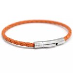 Bracelet papa tress� cuir orange (personnalisable)