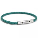 Bracelet papa tress� cuir turquoise (personnalisable)
