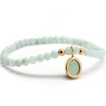 Bracelet petite pierre fine ovale amazonite plaqu or