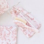 Brosse et peigne imprim� inspiration toile de jouy rose