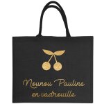 Sac cabas noir pour adulte en toile de jute (personnalisable)