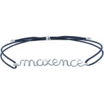 Bracelet cordon coton cir� pr�nom argent (personnalisable)