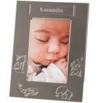 Cadre de naissance mtal argent kassandra (personnalisable)