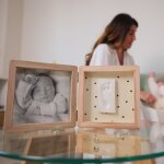 Cadre photo empreintes double jolis c?urs