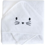 Cape de bain + gant chat blanc (75 x 75 cm)