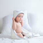 Cape de bain biais bleu personnalisable (80 x 80 cm)