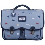 Cartable x tartine et chocolat globe - trotter bleu (33 cm) Cartable x tartine et chocolat globe - trotter bleu (33 cm)