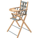 Chaise haute extra pliante sarah hybride bleu gris