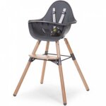 Chaise haute en bois naturel evolu 2 gris