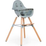 Chaise haute en bois naturel evolu 2 menthe + arceau