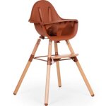 Chaise haute en bois naturel evolu 2 terracotta + arceau Chaise haute en bois naturel evolu 2 terracotta + arceau