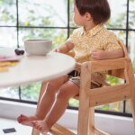 Chaise haute empilable en bois emma naturel