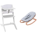 Chaise haute �volutive nala blanche avec set nouveau - n�, tablette et coussin